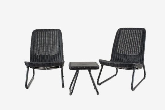 Keter Rio 3 Pc All Weather Outdoor Patio Garden Conversation Chair & Table Set Furniture.